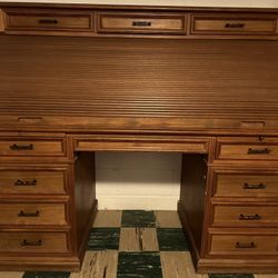 wooden roll-top desk