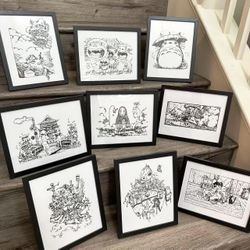 Studio Ghibli Hand Drawn Wall Art | Totoro, Spirited Away, Kiki's Delivery 