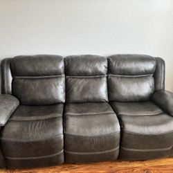 Leather Powered Recliner Sectional 