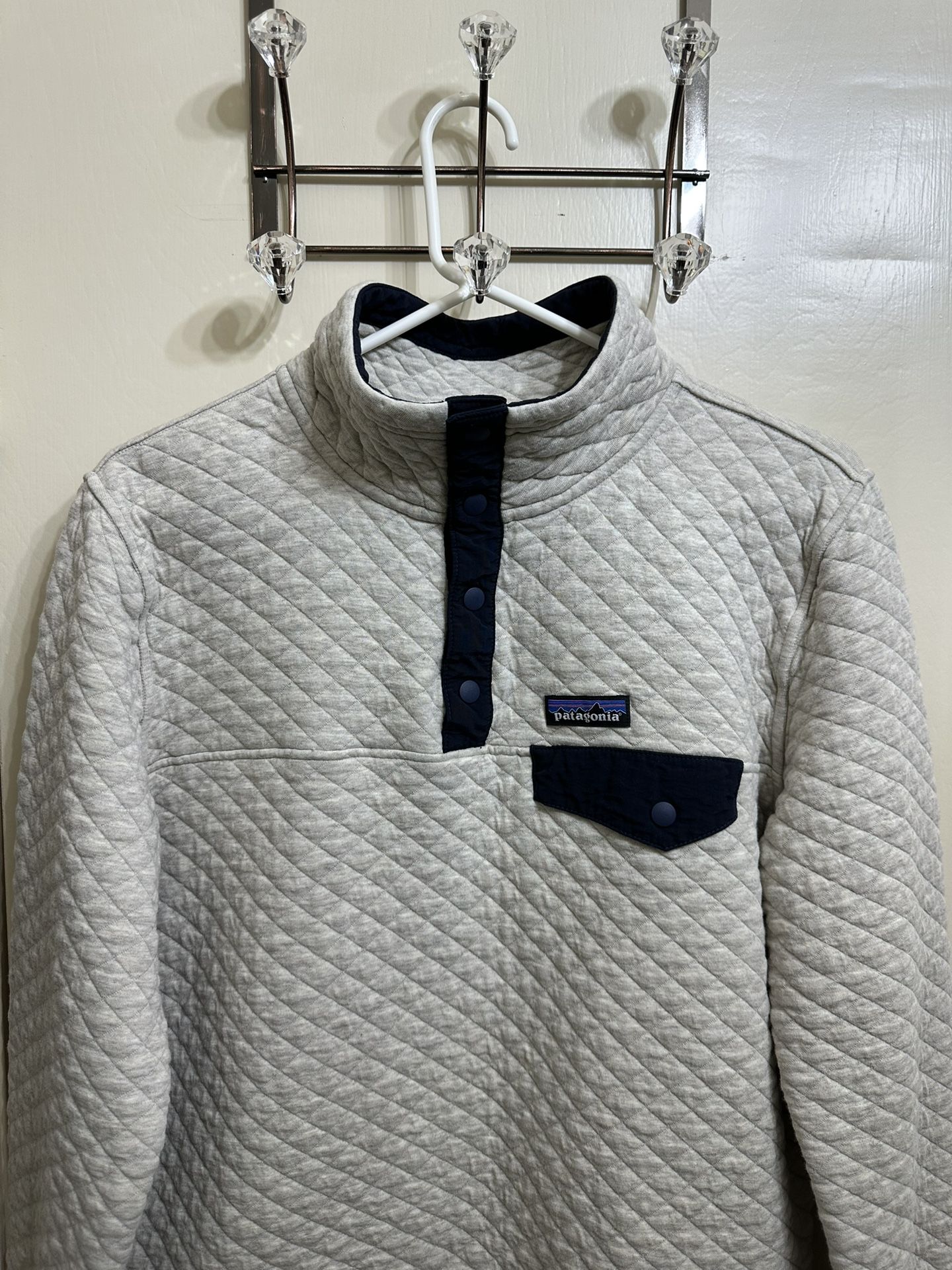Patagonia Organic Cotton Quilted 1/4 Snap Pullover Sweater Size Large