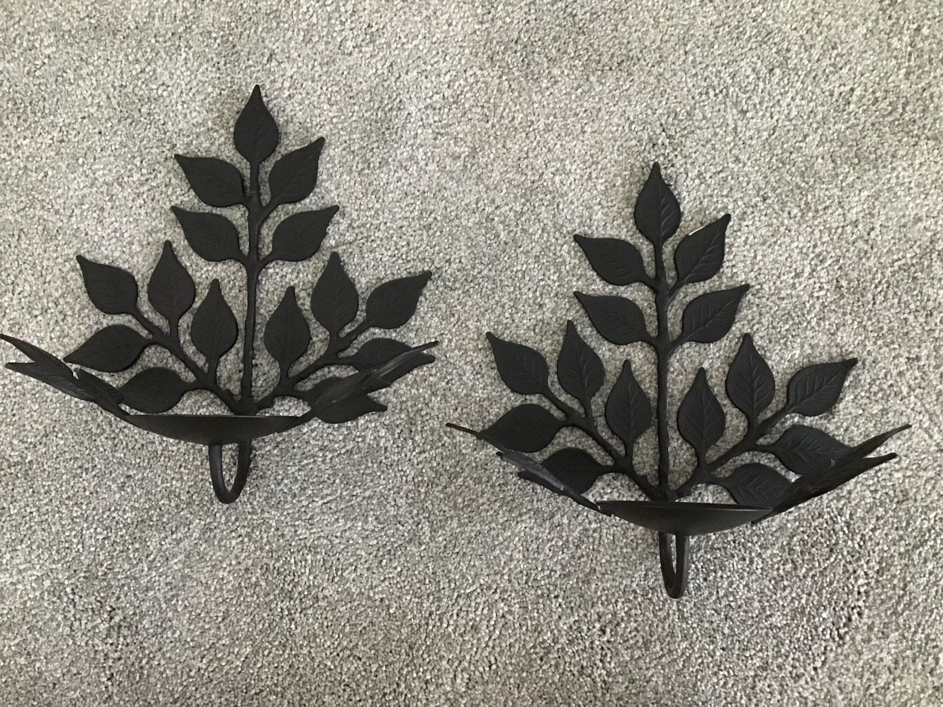 Pottery Barn Black Wrought Iron Wall-Mount Candleholders / Candle Holders - Like New!
