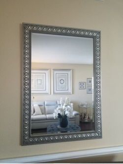 Large Wall Mirror with Silver Ornate Frame