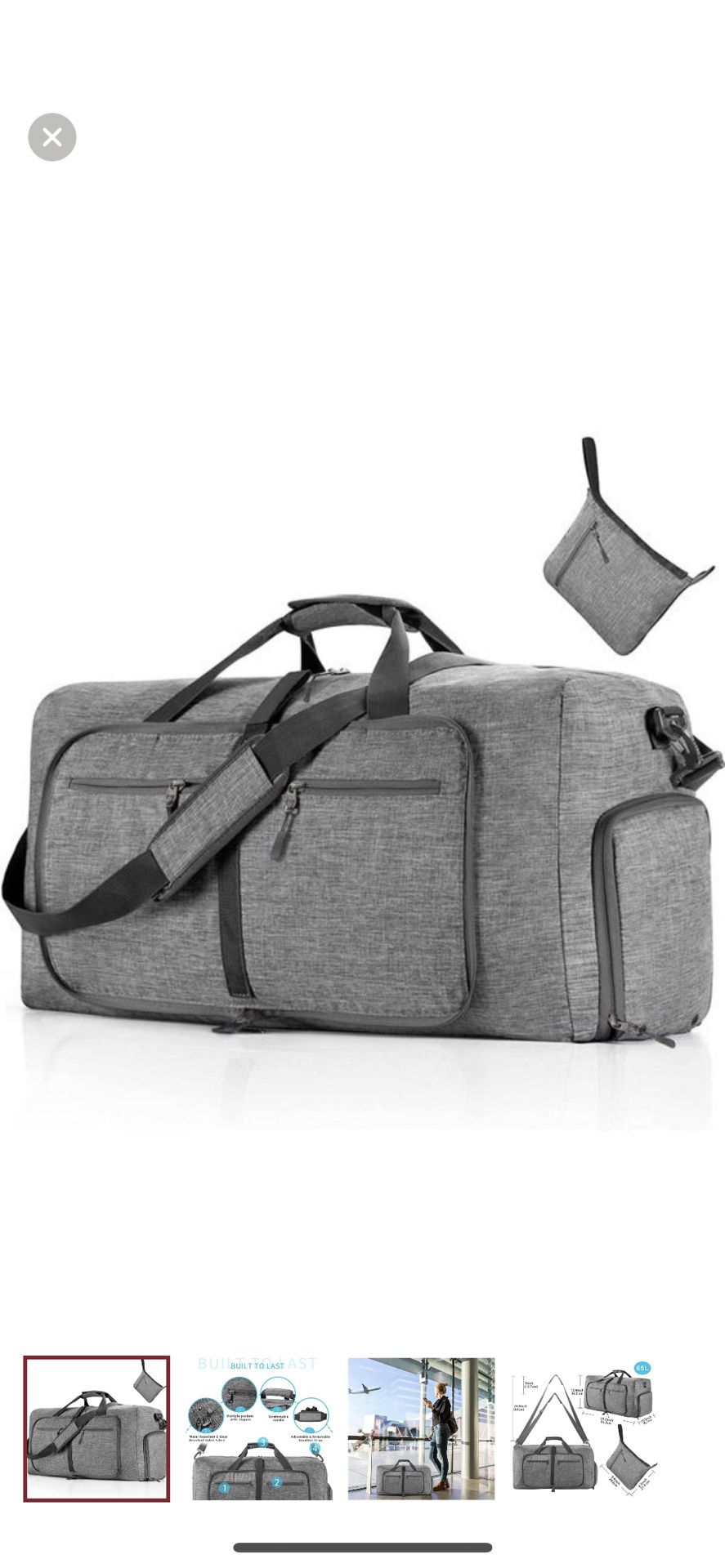 Travel Duffle Bag for Men 65L Foldable Travel Duffel Bag with Shoes Compartment
