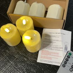 Six Flameless LED Pillar Candles Remote & Timers