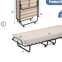  Folding Bed  Metal  Bed Sleeper w/ Memory Foam Mattress