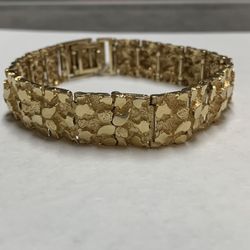 14K Yellow Gold Nugget Bracelet (8.5”) - 48 Grams 