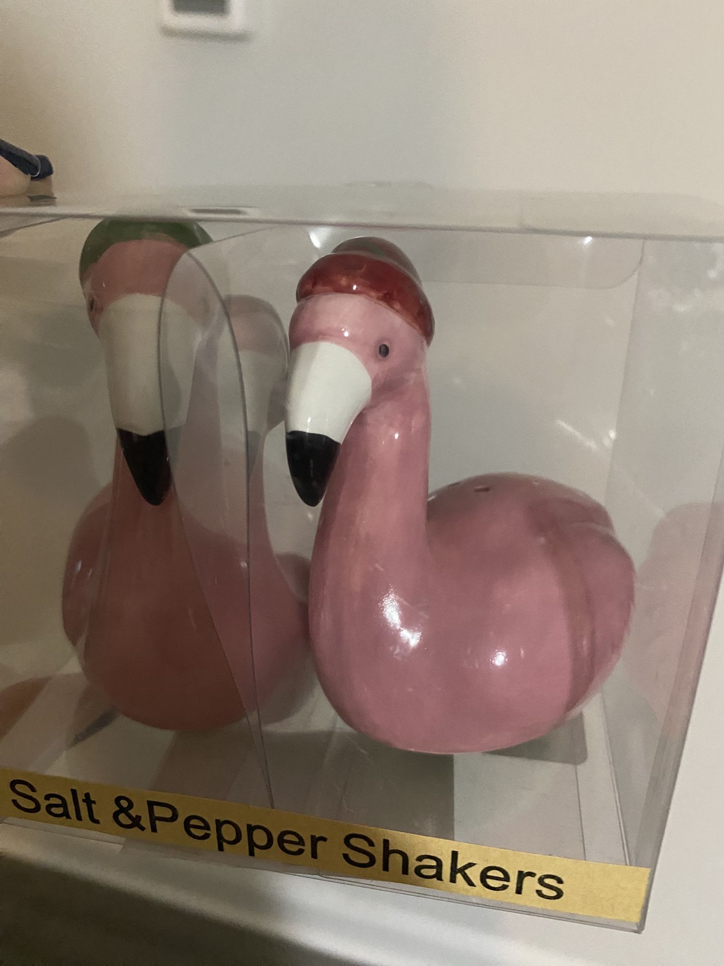 Brand New In Packaging Christmas Flamingo Salt And Pepper Shakers