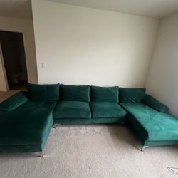 Large Velvet Green Couch