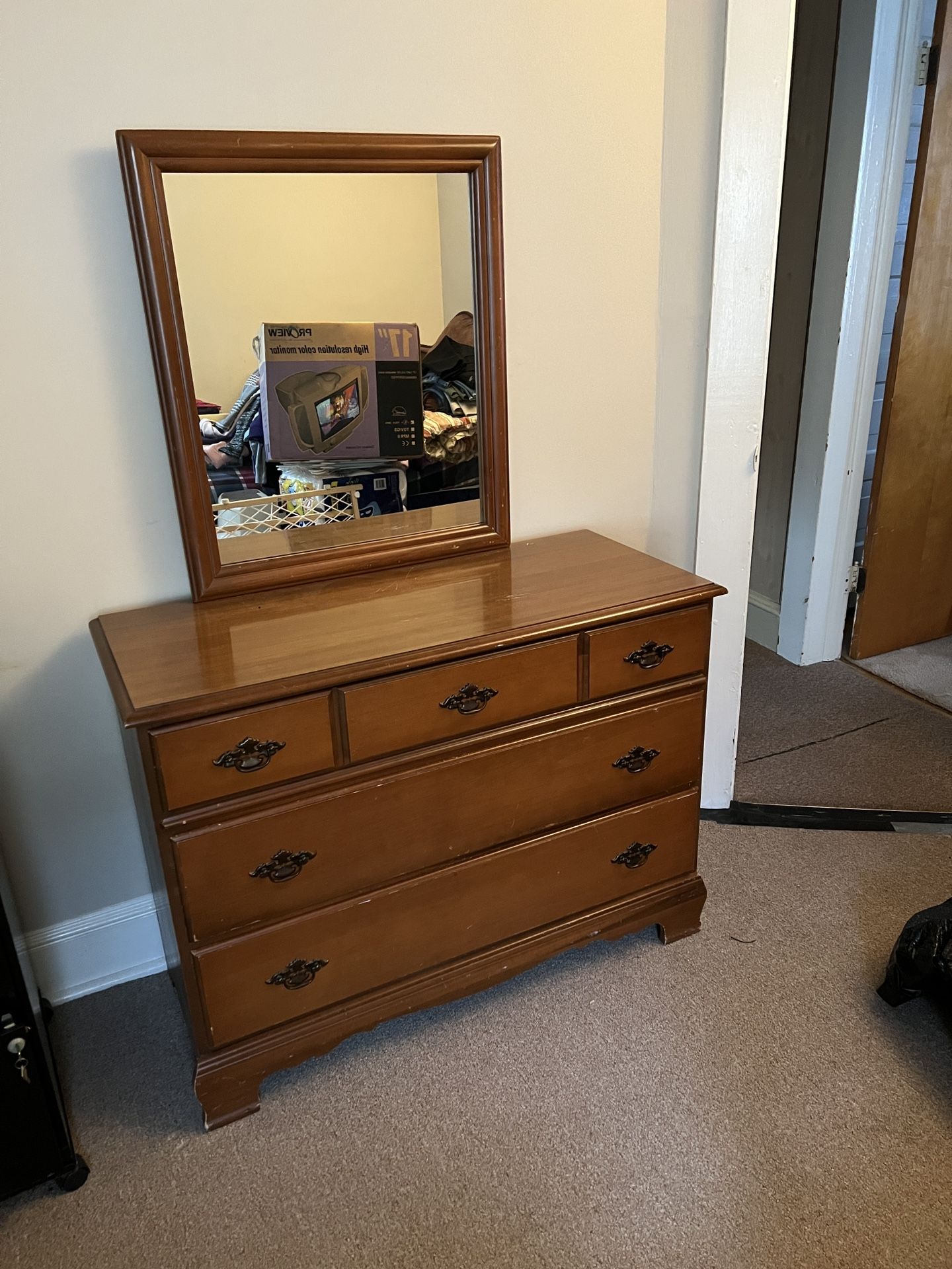 Solid Wood Dresser with Mirror