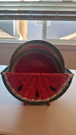 Brand new Watermelon plates, bowls and holder