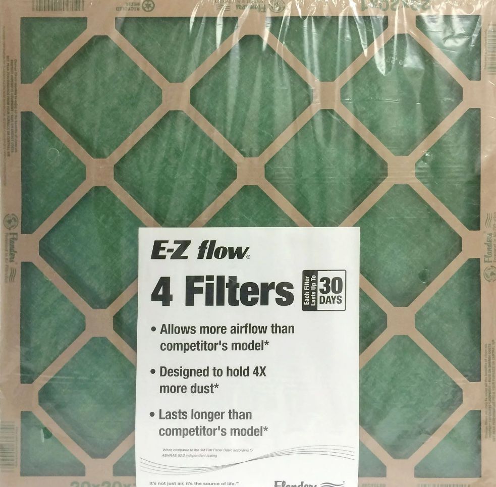 (4 Filters), 16" x 25" x 1" Nested Glass MERV 1 Air Filter