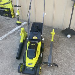 Ryobi 13 Inch 18v Mower Combo W Weedeater And Blower 