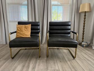 Leather lounge chairs