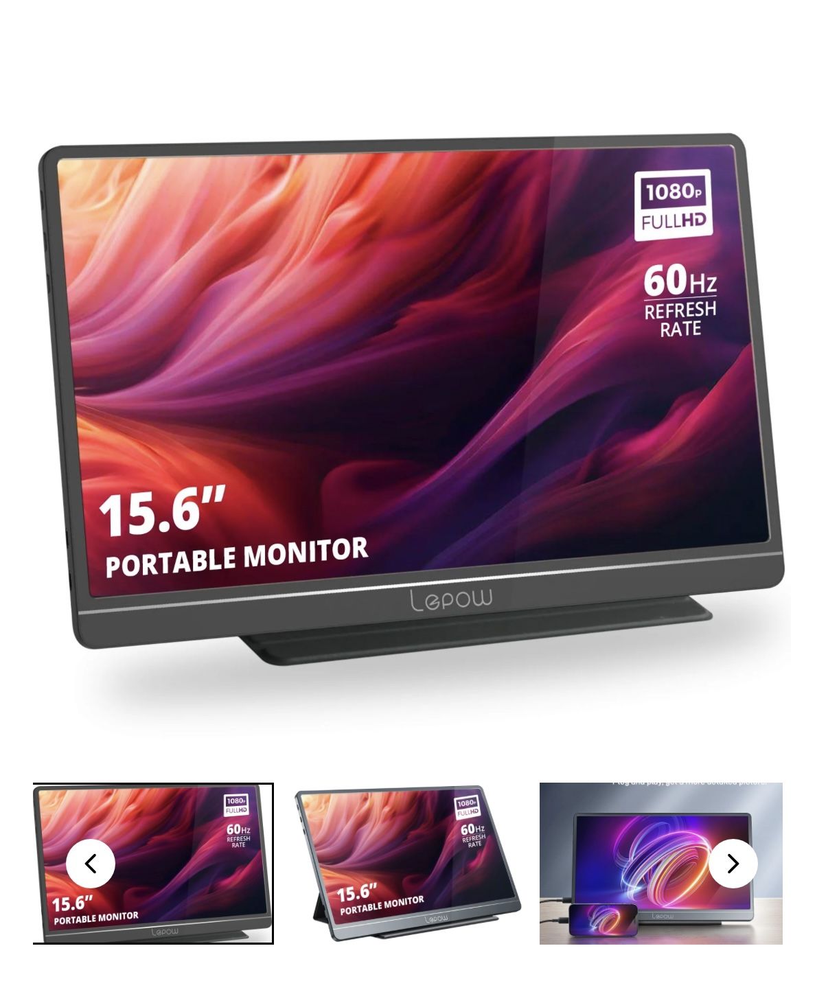 Lepow Z1 E5 15.6" FHD Portable Monitor - 100% SRGB, IPS, HDP USB-C, Ultra-Slim