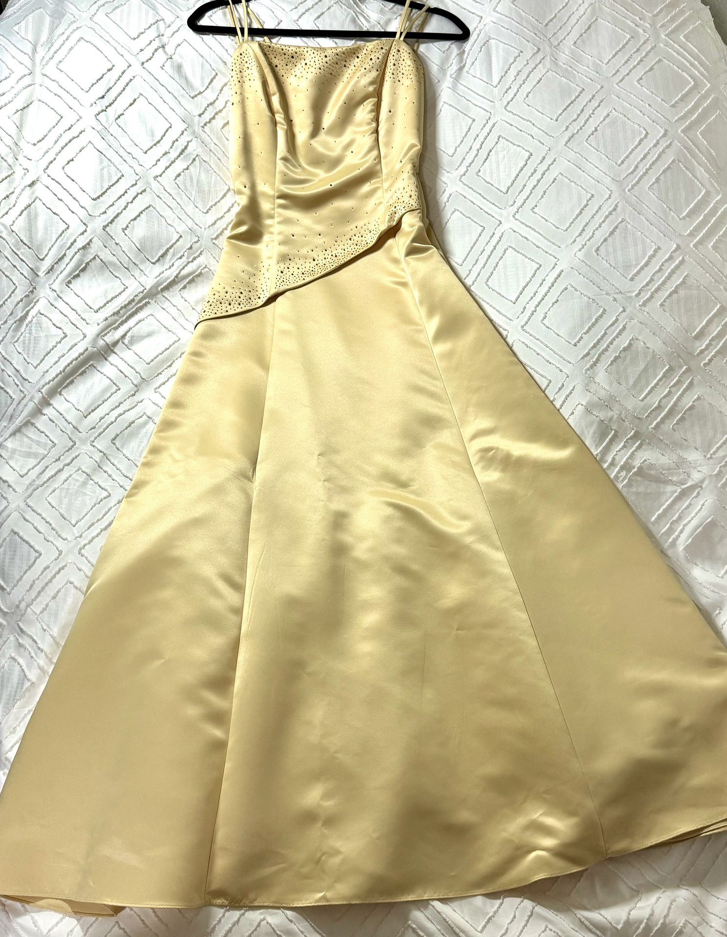 Gold Crystal Formal Evening Gown Prom Dress