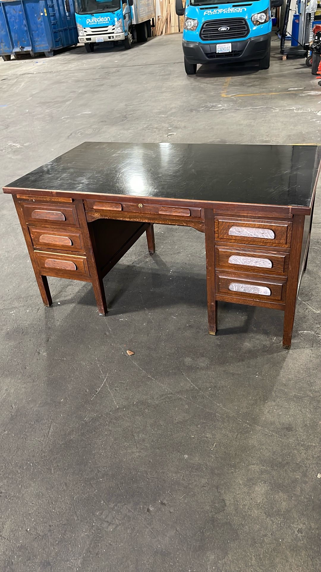 Antique Solid Oak Desk Vintage 1930S