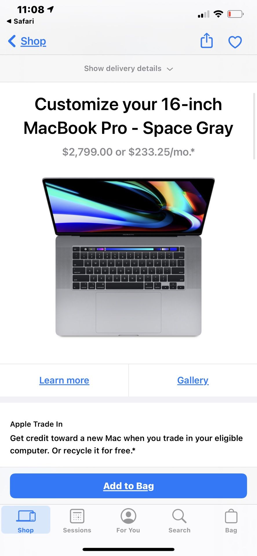 Apple Macbook Pro 16-inch 1TB Space Grey