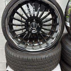 22” XIX WHEELS GLOSS BLACK 5x112 w.TIRES SET FOR MEECEDES S550 S580 S500 S CLASS-WE FINANCE