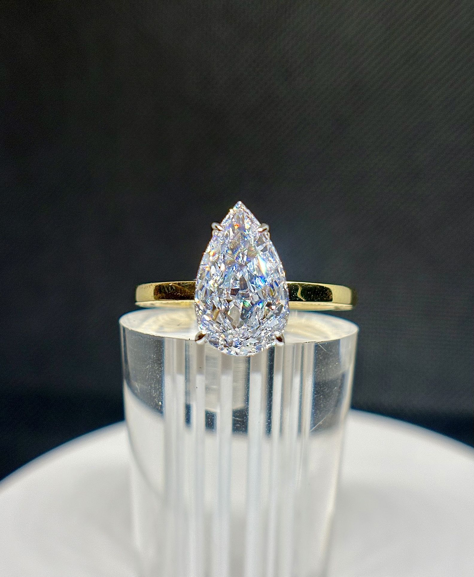 4 Carat Pear Cut Ring In Size 9