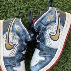 Jordan 1 Mid SE Armory Navy Pale Ivory Sport Red Gold Toddler SZ 10C 