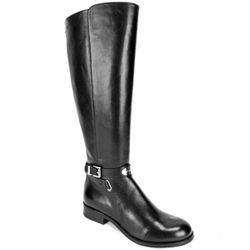 Michael Kors MK Designer Arley Riding Boots Black Leather Wide Calf Size 7 M