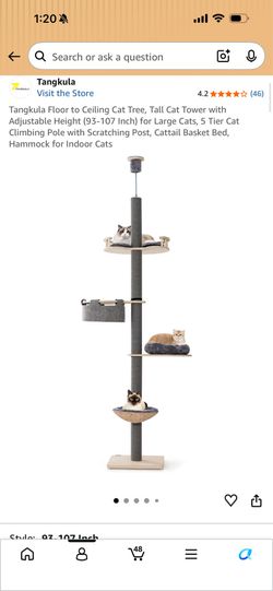 Adjustable height Cat Tree with spring loaded top