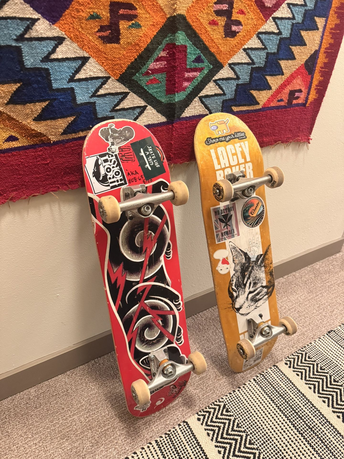2 Skateboard Decks- Upgraded Trucks And Wheels