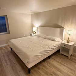 Brand New Queen Bed Frame – Still in Box – Corduroy Wingback Headboard