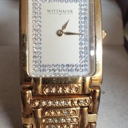 Wittnauer Men  Bracelet Watch With White Topaz Stones 
