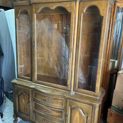 Vintage China Cabinet Solid Wood 