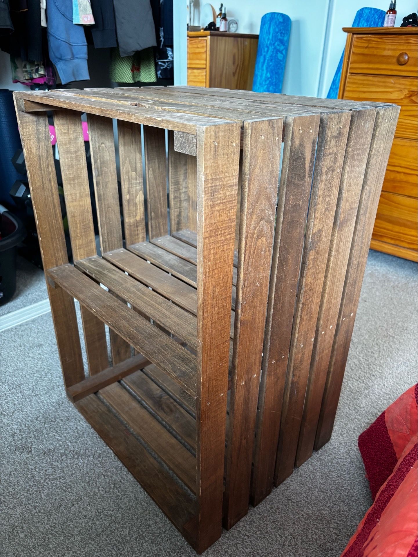 Wooden Crate Side Table Bookshelf for Vinyl Records