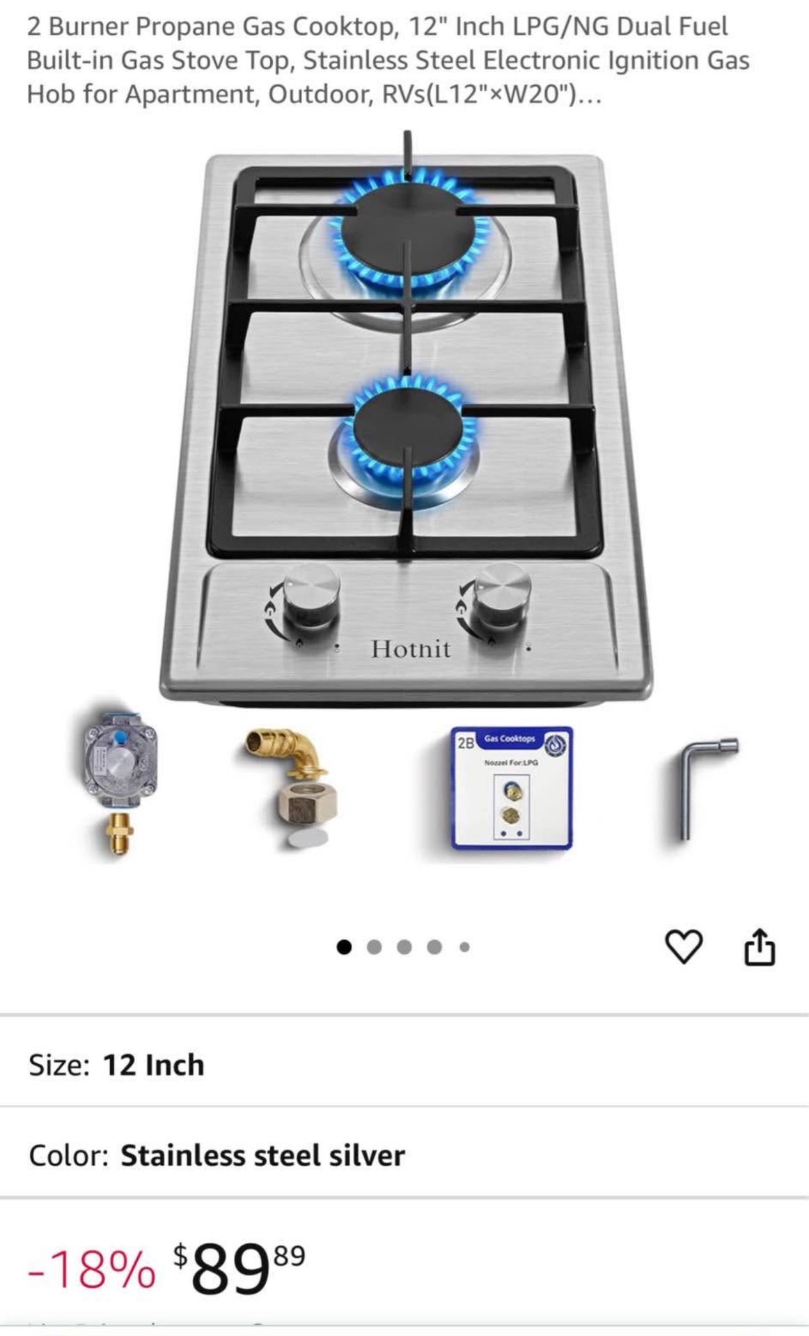 Dual Gas Countertop Cooktop Burner Stove Range Oven