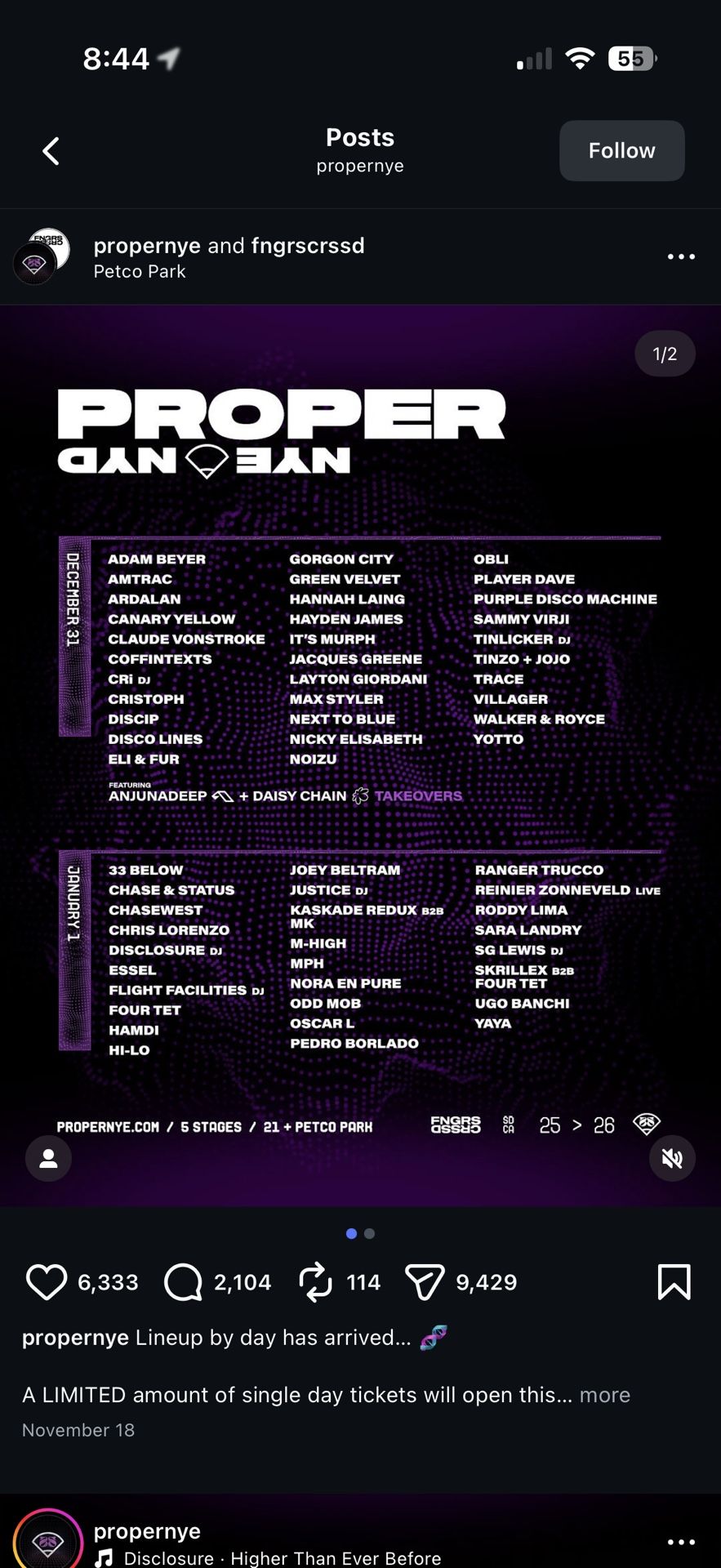 proper nye crssd 2 day ga ticket