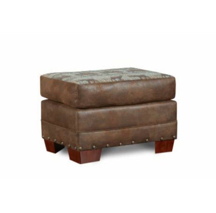 NEW!
Lodge Ottoman w/ Deer Teal Tapestry & Leather-look Microfiber Fabric