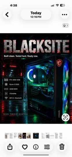 12GB VRAM RTX 3060 “Blacksite” Gaming PC Ryzen 5 5500 32GB RAM 1TB NVMe WiFi 6