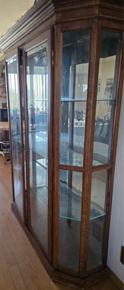 Oak curio cabinet