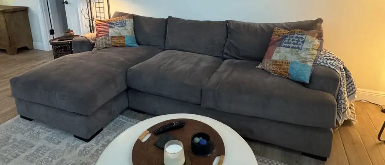 Macys Gray Rhyder 3-Pc Fabric Sectional Sofa w/ Chaise – Neutral & Stylish – Delivery 🚚 