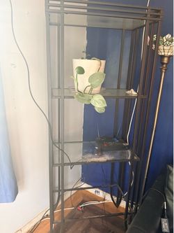 Metal and Glass Etagere Bookshelf