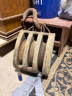 Large and heavy  antique  block and tackle
