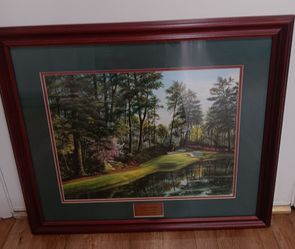 Crystal Skellkey 28×26 walnut frame Lithograph print on fine art paper  Augusta  The 12th. Hole