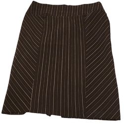 Valia Women's A-Line Knee-length Skirt - Size 3/4 With Brown And Silver Stripes