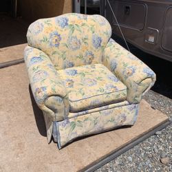 Overstuffed Floral Pattern Club Chair