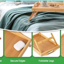 Home-It Large Bed Table Tray with Folding Legs - Breakfast Tray with Handles - Bamboo Bed Tray for Bed, Sofa, Eating and Laptops, Snacking and Working