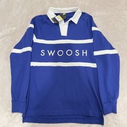 Nike Swoosh Long Sleeve Polo Rugby Shirt Size S