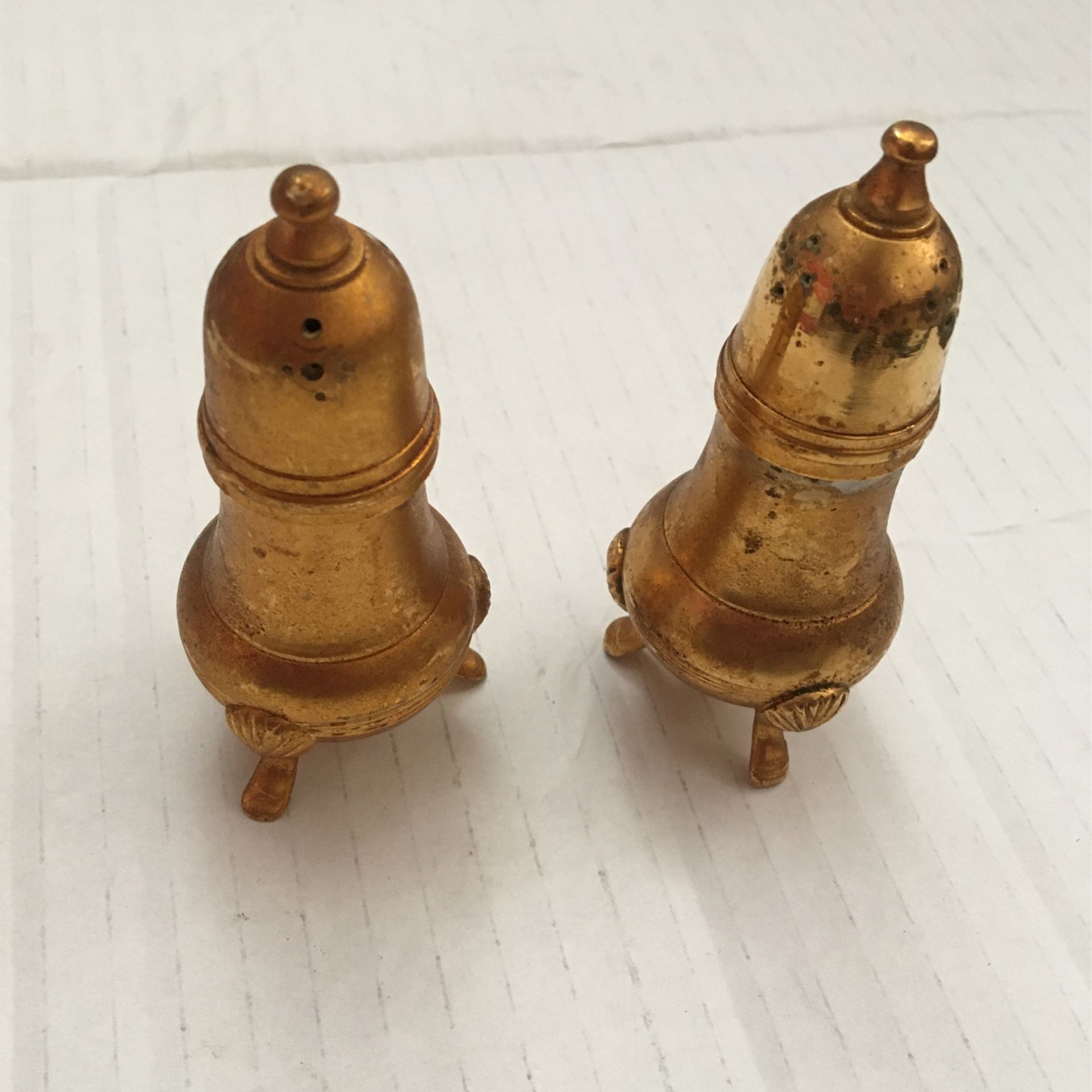 Vintage Bronze Salt And Pepper Shakers 