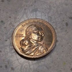 2000-P RARE Sacagawea One Dollar US Liberty Gold Color Coin No Edge Cheerio ???