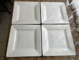 Set of 4 BIA Cordon Bleu 10" Square White Porcelain Plates