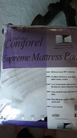 Dupont Comforel Surpreme Mattress Pad Twin size 38" x 75" fits Mattresses up to 16" 200 Thread Count, 100% Cotton Top,