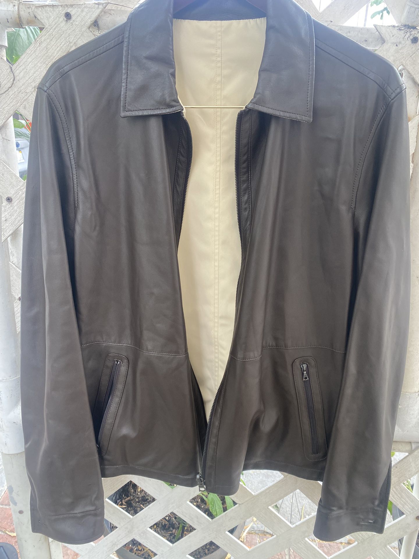 Mens BATTAGLIA Brown Leather Jacket