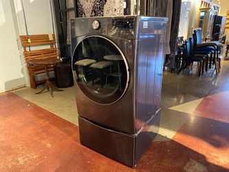 LG Electric Dryer in Black Steel with Pedestal Model #DLGX4001B